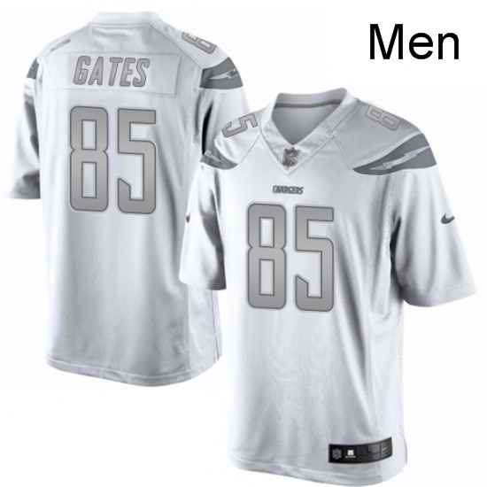 Men Nike Los Angeles Chargers 85 Antonio Gates Limited White Platinum NFL Jersey